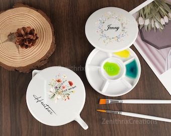 Gepersonaliseerd palet, aangepaste schilderset, aquarelpalet, penseelhouder, kunstenaarsverfset, perfect cadeau voor schilders