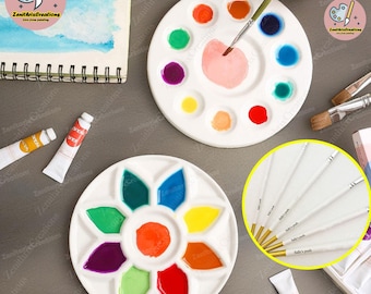 Custom Ceramic Watercolor Palette Sey, White Artist Paint Palette,Handmade Palette,Porcelain Palette,Gouache Palette,Mixing Palette,BestGift