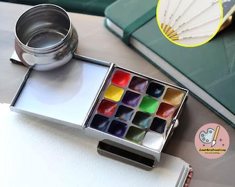 Custom Metel Portable Paint Palette Set, Travel Watercolour Set, Watercolor Palette, Portable Painting Travel Set,Mini Paint Box,Artist Gift