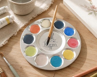 Personalized Aluminum Paint Palette, Custom Laser Engraved Artist Palette, Metal Watercolor Mixing Tray, Gift for Painter Artist