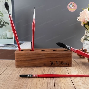 Personalized Paint Brush Holder, Custom Engrave Painter Paint Brush Rest, Initial Artist Organizer, Custom Gift for Artists,Gift for Painter
