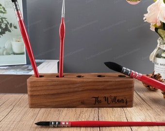 Personalized Paint Brush Holder, Custom Engrave Painter Paint Brush Rest, Initial Artist Organizer, Custom Gift for Artists,Gift for Painter