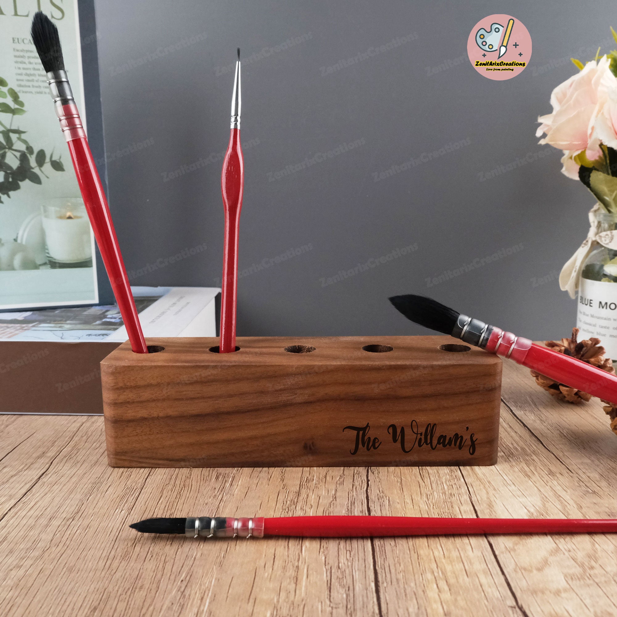 Personalized Paint Brush Holder, Custom Engrave Painter Paint Brush…
