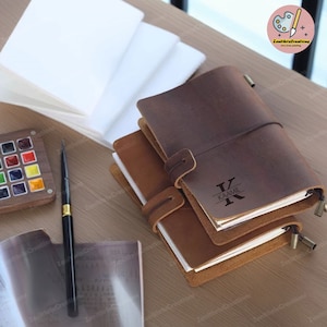 Personalized Leather Travel Watercolor Sketchbook, Custom Name Travel Journal, Handbook Scrapbook Journal, Graduation Gift, Best Artist Gift