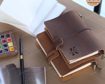 Personalized Leather Travel Watercolor Sketchbook, Custom Name Travel Journal, Handbook Scrapbook Journal, Graduation Gift, Best Artist Gift