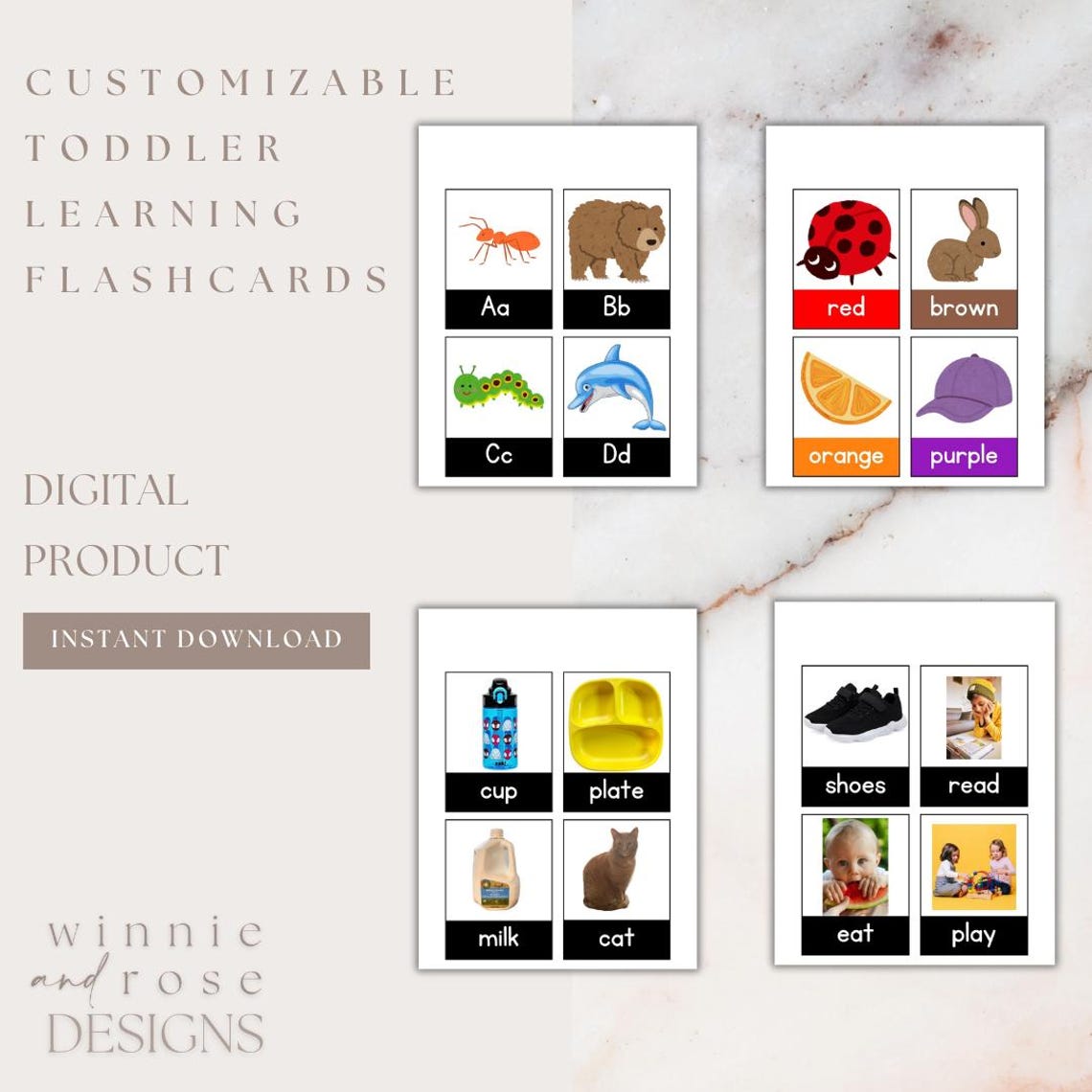 Printable Customizable Toddler Flashcards for Everyday Words | Speech
