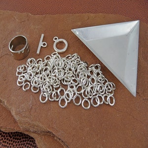 Chainmaille Kit - Byzantine Bracelet Kit (unisex 16g 4.5mm ID sterling silver jump rings)