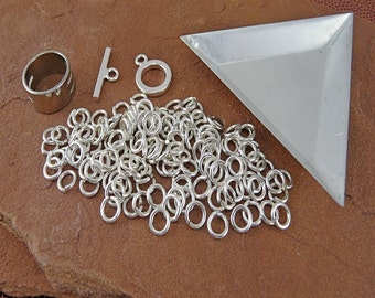 Chainmaille Kit - Byzantine Bracelet Kit (unisex 16g 4.5mm ID sterling silver jump rings)