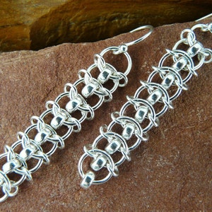 Sterling Silver Centipede Chainmaille Earring Kit with Tutorial