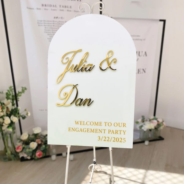 Minimalist Engagement Welcome Sign, Custom Acrylic Engagement Party Sign, Engagement Decorations, Custom Wedding Signage, Reception Sign
