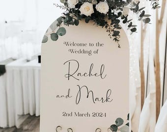 Custom Arch Acrylic Wedding Welcome Sign | 3D Gold Mirror Lettering Board, Nikkah, Engagement & Reception Decor