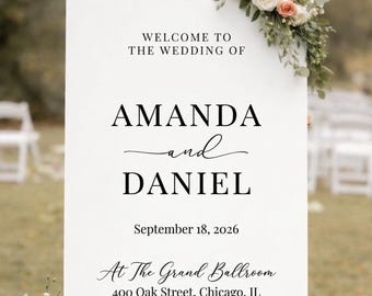 Custom Wedding Welcome Sign | 3D Acrylic Lettering or UV Print | Personalized Modern Ceremony Decor | Elegant Arch or Rectangle Signage
