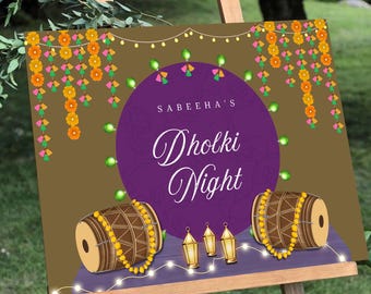 Personalized Acrylic Dholki Welcome Sign, Wedding Sign for Mehendi, Haldi, Sangeet, Punjabi Wedding Sign, Dholki Decor,Wedding Welcome Decor