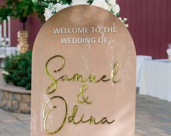 Letrero de boda acrílico arqueado, letrero de bienvenida acrílico, señalización de boda personalizada, letrero de compromiso, letrero de recepción, letrero de Nikkah, decoración de bodas