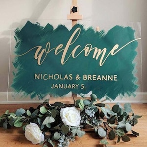 Letrero de boda 3D personalizado, letrero de bienvenida con pinceles acrílicos, letrero de boda personalizado, letrero de compromiso, letrero de recepción, decoración de boda