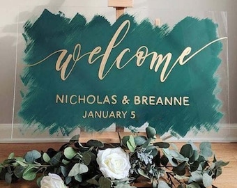 Letrero de boda 3D personalizado, letrero de bienvenida con pinceles acrílicos, letrero de boda personalizado, letrero de compromiso, letrero de recepción, decoración de boda