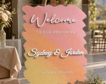 Custom Acrylic Wedding Welcome Sign | Personalised Engagement Party Decor & Entrance Wedding Signage