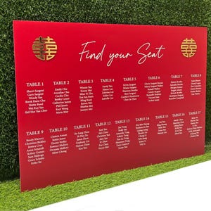 Großes Tisch Sitzplan Schild, Individuell bedruckter Acryl Sitzplan Schild, Sitzplan Schild, Sitzplan Schild, Hochzeit Beschilderung