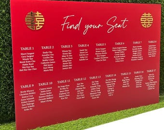 Large Table Seating Chart, Custom Printed Acrylic Wedding Seating Chart Sign, Find your seat Sign, Seating Chart Board, Wedding Signage