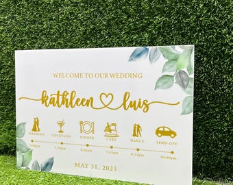 Customized Wedding Timeline & Order of Events Sign | Custom Wedding Itinerary Display, Wedding Timeline Sign, Wedding Itinerary sign