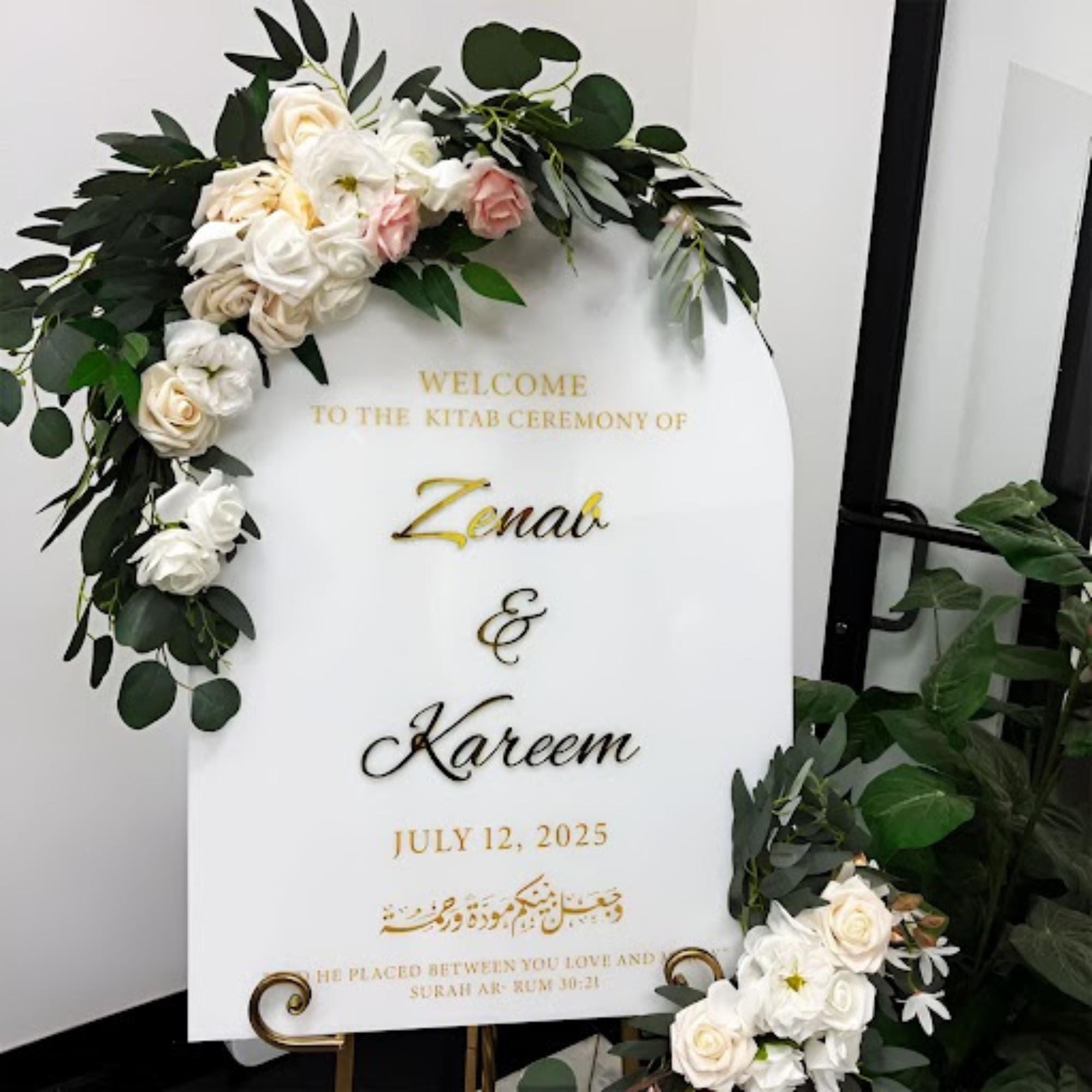 Personalized Welcome to the Kitab Ceremony, Arched Nikkah Sign, Acrylic Wedding Welcome Sign, Wedding Signage,Engagement Sign,Reception Sign