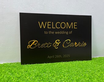 Black Acrylic Rectangular Wedding Welcome Sign , Acrylic Welcome Sign, Wedding Signage, Acrylic Wedding Sign, 3D Welcome Sign