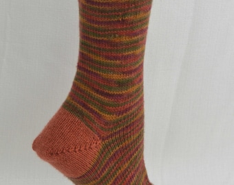 Handknit, hand-dyed women's wool socks, size 7-9
