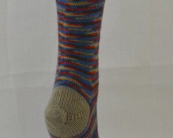 Hand-knit womens wool socks, size 7-9