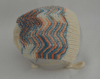 Hand-knit, hand-dyed baby hat, 3-6 months