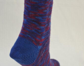 Hand-knit, hand-dyed woman's wool socks, size 7-9