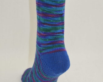 Handknit, hand-dyed women's superwash merino wool socks, size 7-9