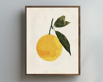Japanese Yuzu Fruit Print: Japandi Style Watercolor Plant Art