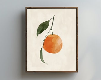 Japanese Mikan Fruit Print: Japandi Style Watercolor Plant Art