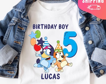 Blue Birthday Shirt, Custom Blueey Shirt, Birthday Shirt for Boy and Girl, Custom Birthday Shirt, Personalized Shirt, Birthday Outfit