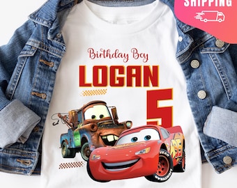 Custom Disney Cars Personalized Name Shirt, Cars Matching Shirt, Group Disney Shirts, Cars Birthday Shirt, McQueen Custom Shirt, Disney Cars