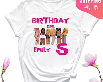 Custom Roblox Girl Shirt, Family Birthday Shirts, Birthday Girl Shirt, Bday Family Tee, Video Game Matching Birthday, Birthday Robots Shirt
