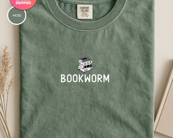 Comfort Colors® Bookworm Shirt, Book Lover T-shirt, Bookish Outfit, Book Club Clothing, Bookworm Tee, Reading Teacher Tshirt, Librarian Gift