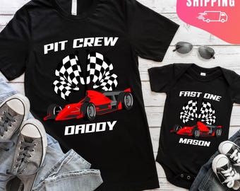 Fast One Pit Crew Birthday Shirt, Car Race Birthday Tee, Birthday Boy Shirt, Family First Birthday Party Shirts, Fast One 1st Birthday Shirt