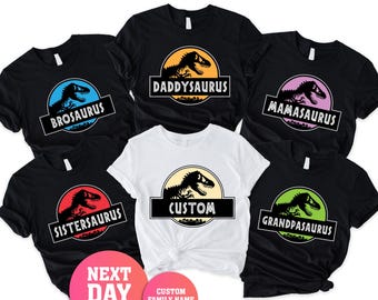 Jurassic Park Custom Dinosaur Birthday Shirt Matching Family Shirts Mamasaurus Daddysaurus Jurassic World Kids Birthday Party Matching Tees
