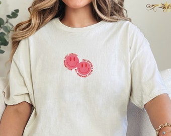 Embroidered Happy Face Tee, Smile Shirt, Happy T-Shirt, Embroidered Tee, Embroidered Shirt, Retro Happy Face Shirt, Smiley Shirt