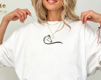 Embroidered Horse Shirt, Horse Lover Tee, Gift For Her, Women Country Shirts, Tshirt Gift For Horse Lower, Animal Lover Present