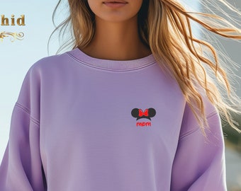 Embroidered Minnie Head Mama Sweatshirt, Disney Mom, Funny Disney Mom Sweatshirt, Mother's Day Gift, Disney Sweatshirt, Gift For Mom