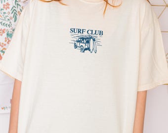 Embroidered Surf Club T-shirt, Surf Club Car Shirt, Surf Social Club Retro Shirt, Surf Culture T-shirt, Surf Crewneck