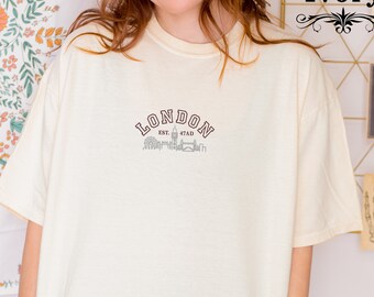 Embroidered London Est 47 Shirt, London Shirt, London Skyline Crewneck, England Shirt, London Shirt, London T-shirt, London Souvenir