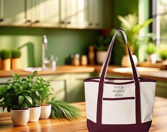 Embroidered Custom Your Logo Deluxe Tote Bag, Your Logo Or Text Here Bag, Custom Text Bag, Minimal Monogram Bag, Personalized Monogram Bag