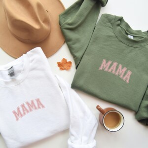 Embroidered Mama Sweatshirt, Mom Sweatshirt, Gift For Mom, Mother&#39;s Day Sweatshirt, New Mom Tee