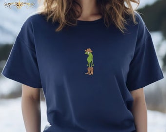 Embroidered Frog Cowboy T-shirt, Funny Frog Shirt, Frog Wearing Boots, Cowboy Frog Shirt, Funny Western Country Music Tee