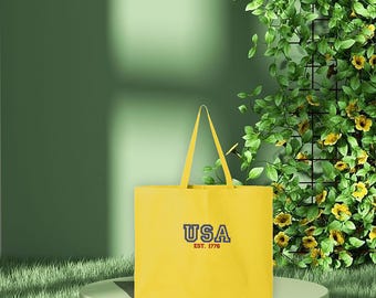 Embroidered USA Est 1776 Tote Bag, Cool United States Of America Bag, Patriotic USA Bag, America Lover Bag, USA Fan Bag