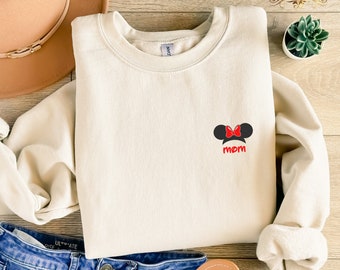 Embroidered Minnie Head Mama Sweatshirt, Disney Mom, Funny Disney Mom Sweatshirt, Mother's Day Gift, Disney Sweatshirt, Gift For Mom