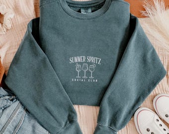 Embroidered Summer Spritz Social Club Sweatshirt, Sweatshirt for Summer, Social Club Sweatshirt, Summer Drinks Sweatshirt